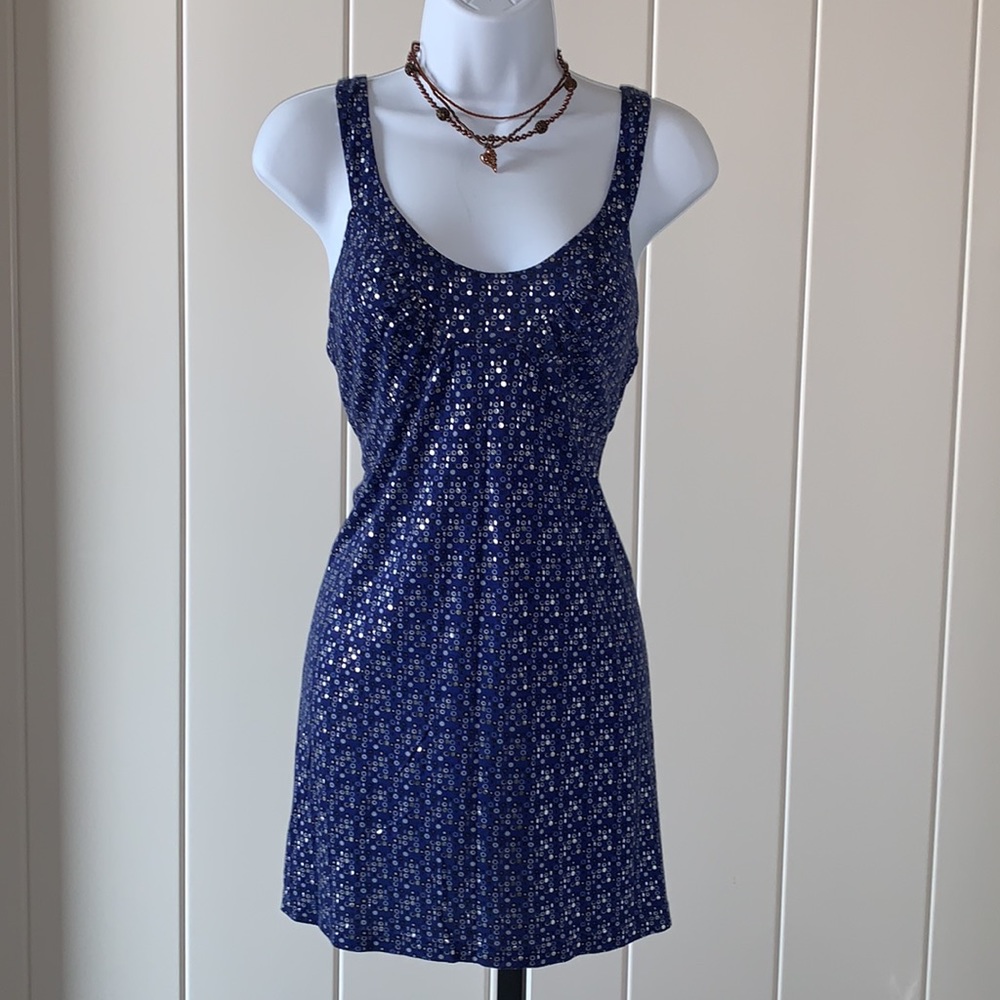 Guess  blue and silver tank  top.